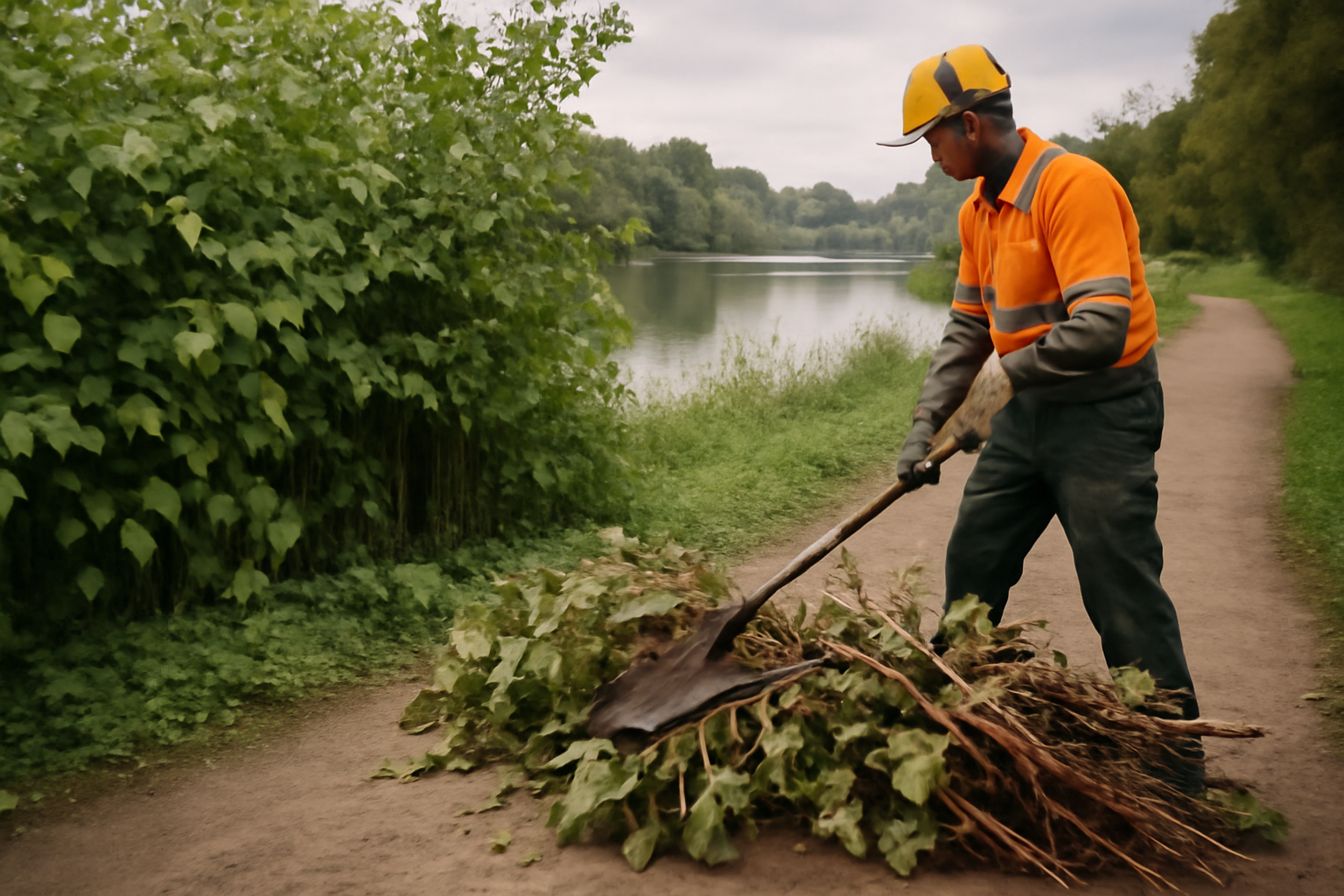 Arbeiten am Hermsdorfer See: Staudenknöterich wird entfernt