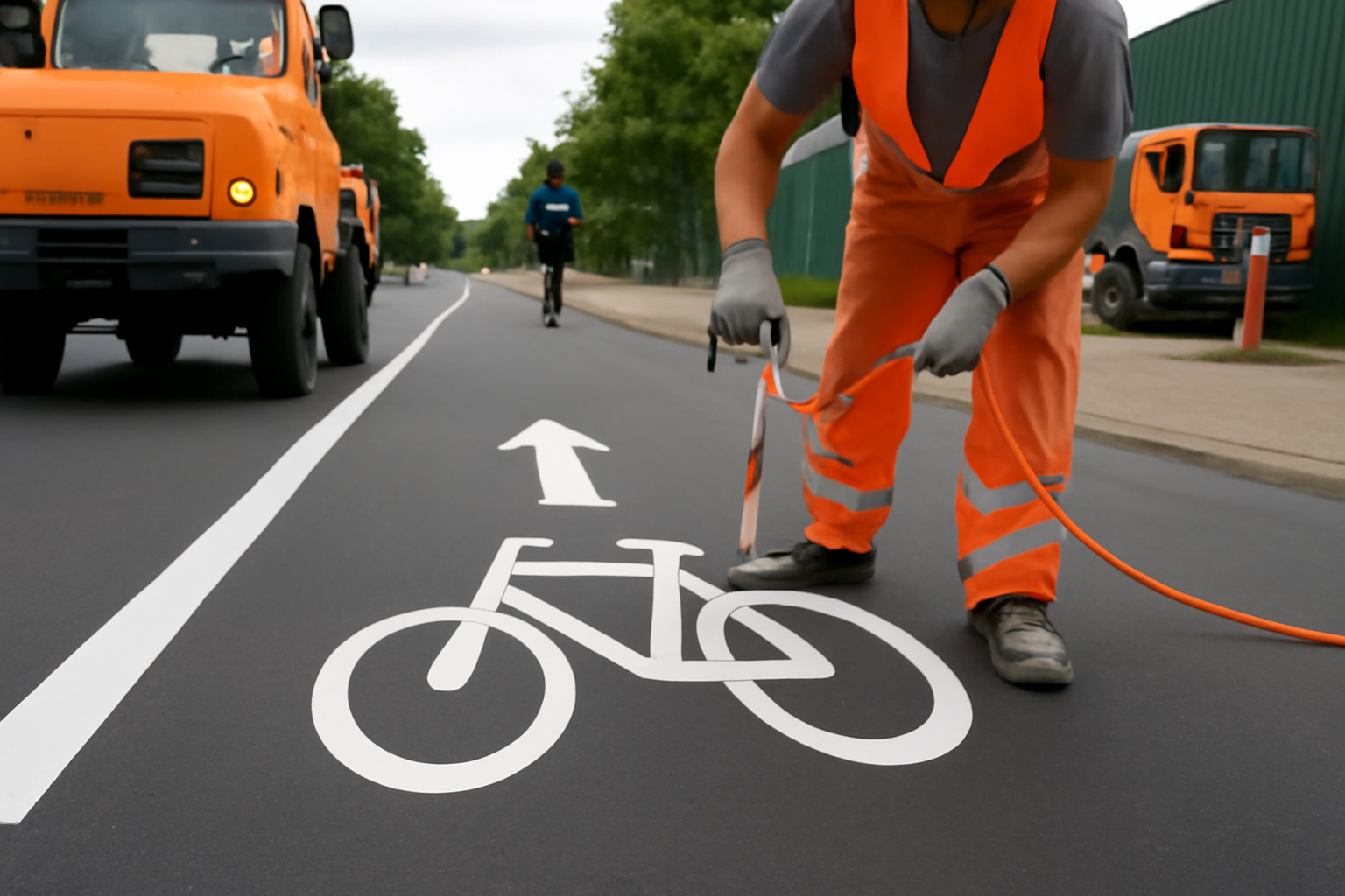 Markierungsarbeiten an der Behmstraße sollen Radverkehr am BSR-Recyclinghof verbessern