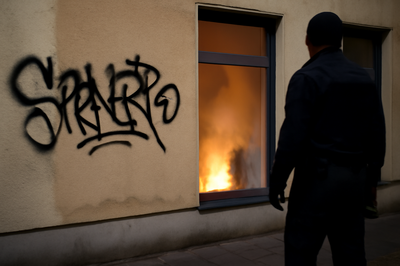 Rummelsburg: Sachbeschädigung durch Feuer und Farbschmiererei an Gebäude festgestellt