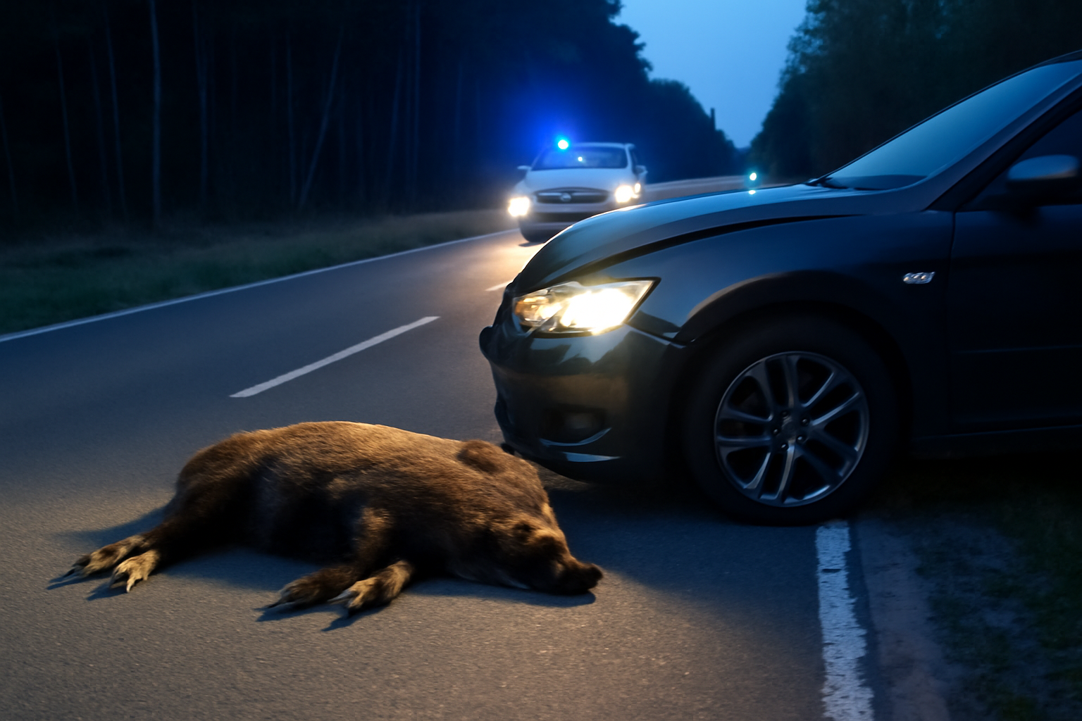 Unfall mit Wildschwein auf der L73 bei Lynow-Stülpe
