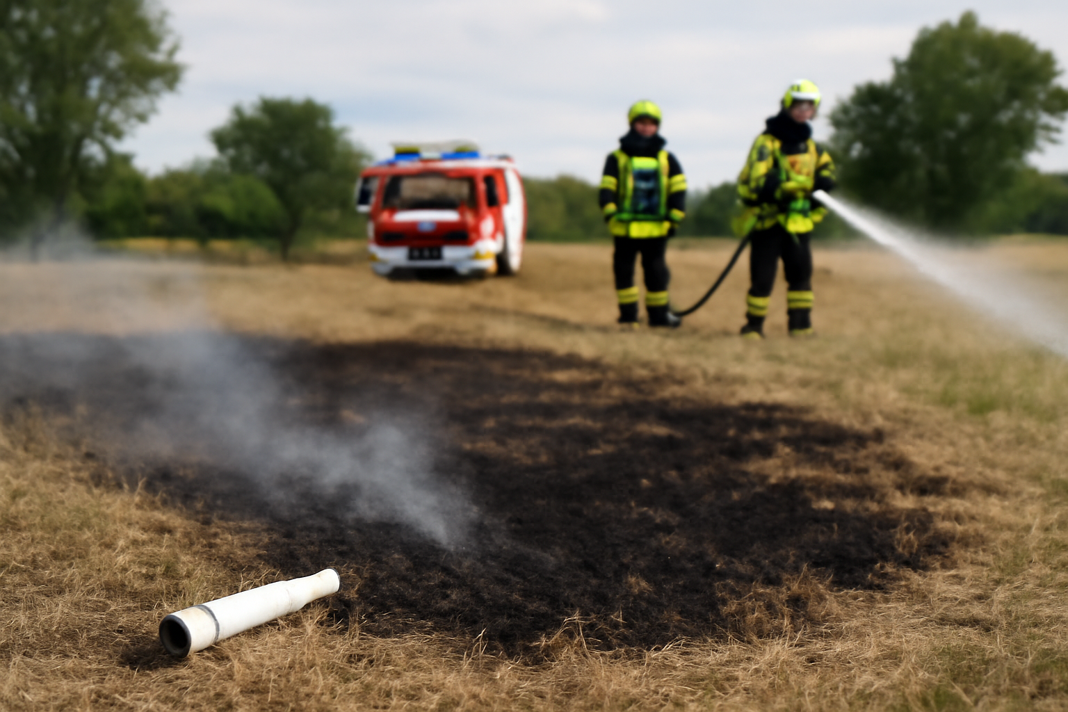 Brand auf Wiese in Ludwigsfelde nach möglichem Feuerwerk