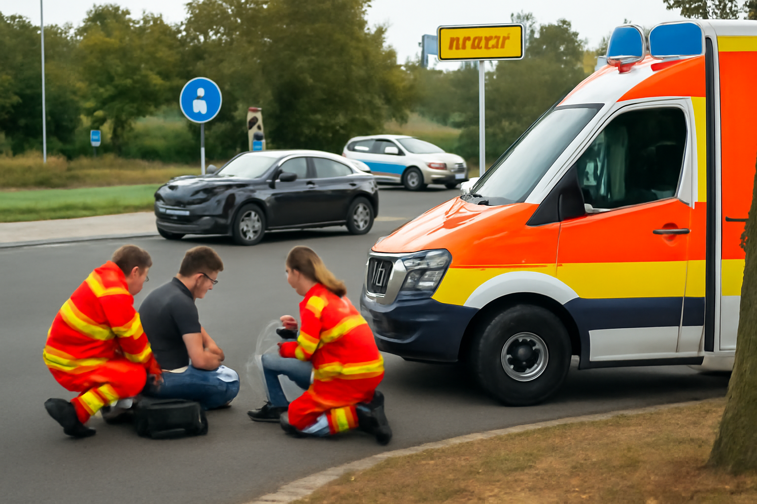 Zwei Verletzte nach Unfall im Kreisverkehr in Genshagen