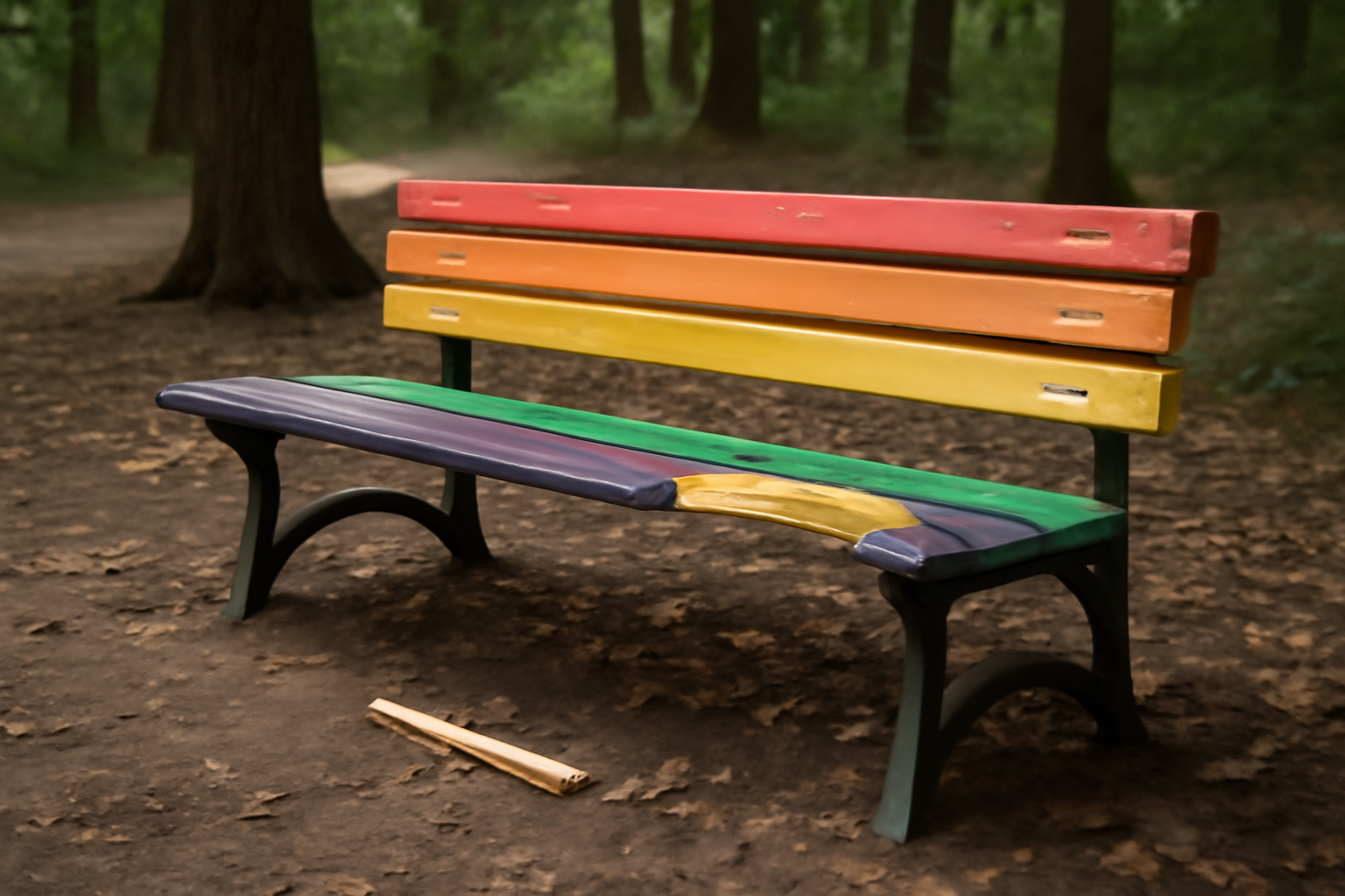 Regenbogenbank im Großen Tiergarten beschädigt