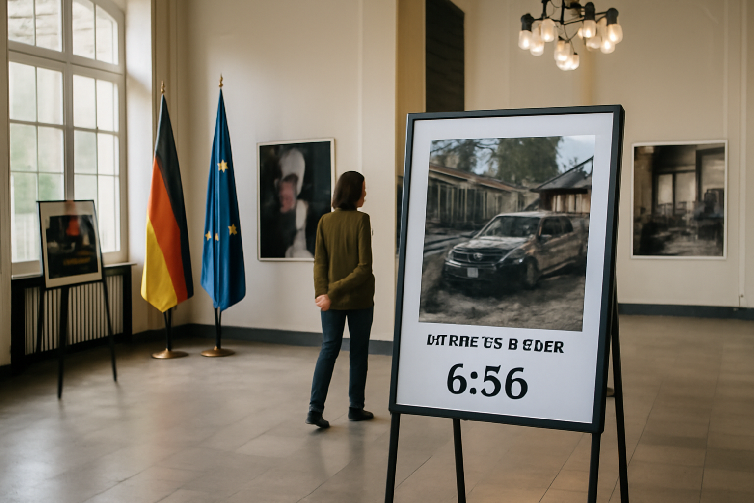 Ausstellung zu den Ereignissen im Kibbuz Be’eri im Rathaus Neukölln
