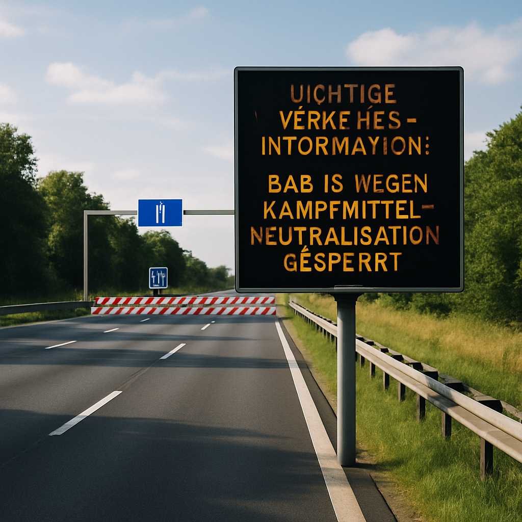 Wichtige Verkehrsinformation: BAB 15 wegen Kampfmittelneutralisation gesperrt